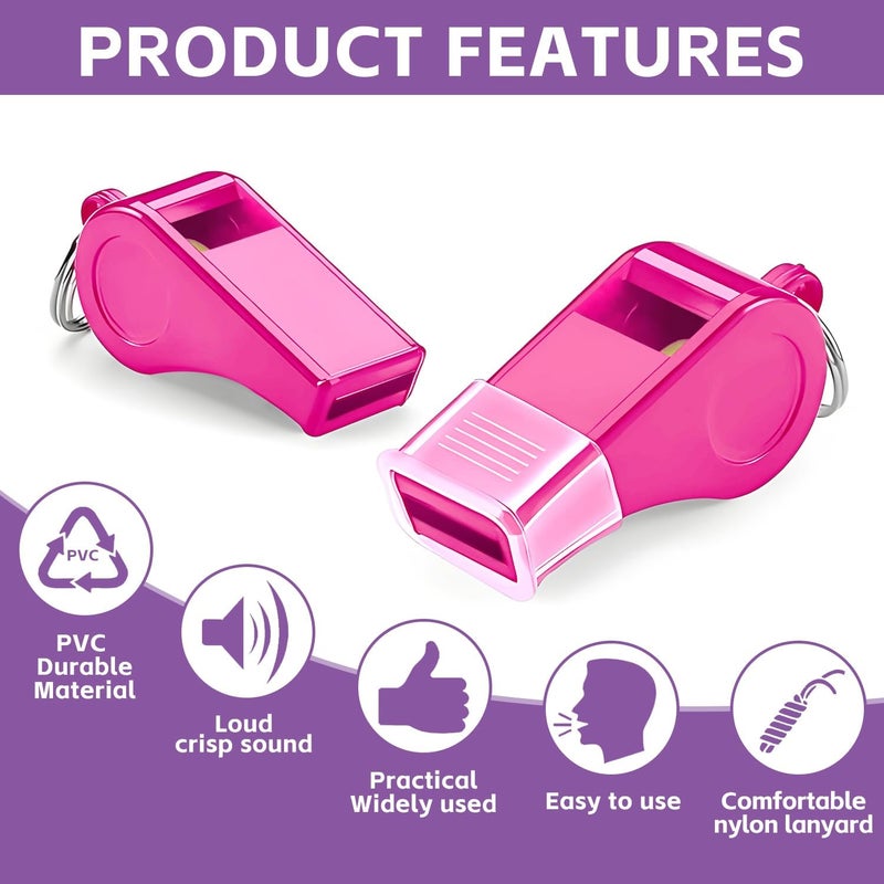 Gukoo Whistle for Coaches - Pink Plastic Whistles, with Lanyard and Mouthpiece - Loud Crisp Sound & Bright Colors for Coaches, Teachers, Referees, Lifeguards & Emergency Outdoor Sports (2 Pcs) - Image 5